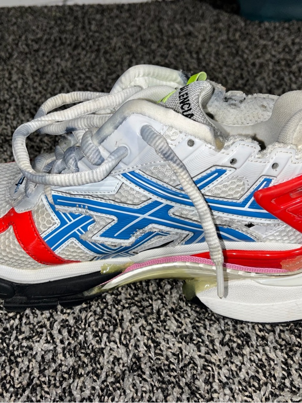 Balenciaga Kids White Red Pink Blue Neon Yellow Triple-S Style Sneakers - Picture 8 of 9